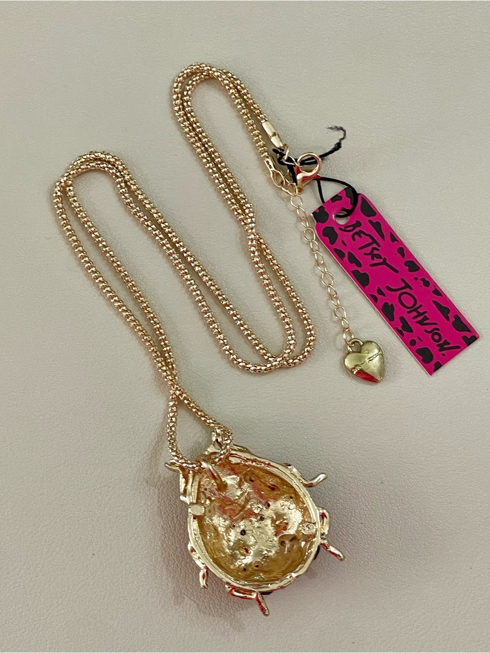 Betsey Johnson Gold-Tone Red & Black Crystal Ladybug Pendant Necklace - Picture 5 of 7